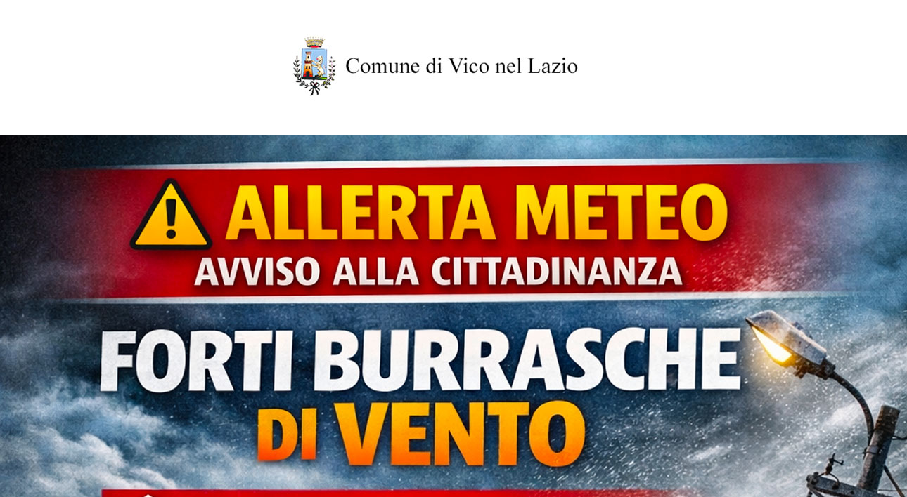 Cover notizia allerta meteo vico nel lazio
